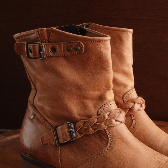 Paul Green Boots WMS SZ UK 5 US 7.5 Brown Munchen Nathan Leather Moto Ankle Zip - Picture 6 of 16